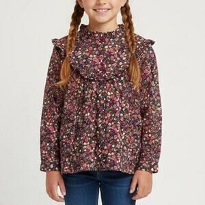 Louis Louise Floral Ruffle Long Sleeve Shirt Size 4